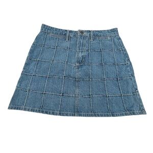 Forever 21 Quilt Pattern Mini Denim Jean Skirt Size 27 Women’s